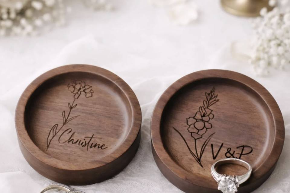 Custom Engraved Walnut Ring