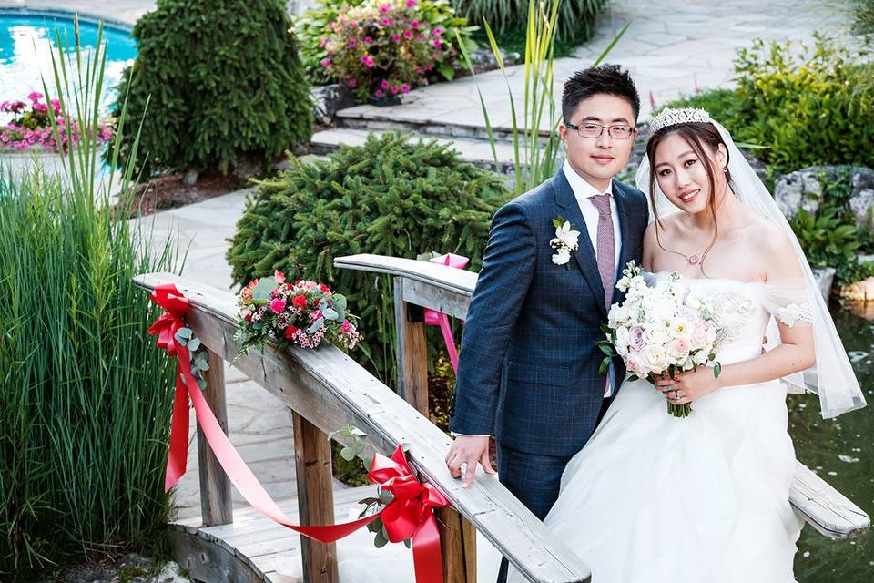 Bride and groom bridge