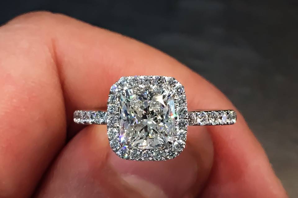 2ct Cushion micro pavé halo