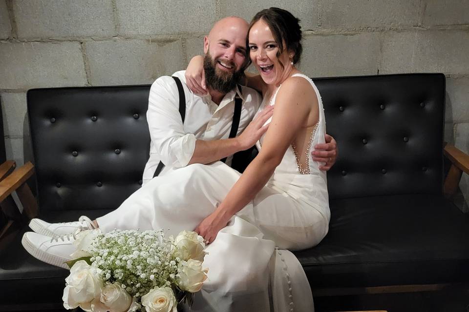 Fun photo of the happy couple