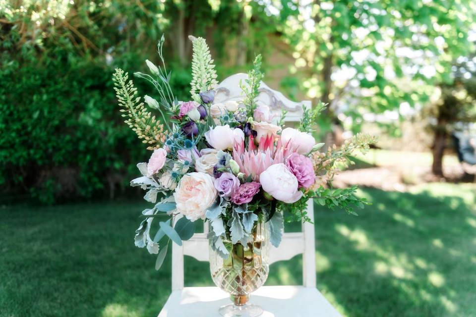 Large vase flower arrangement