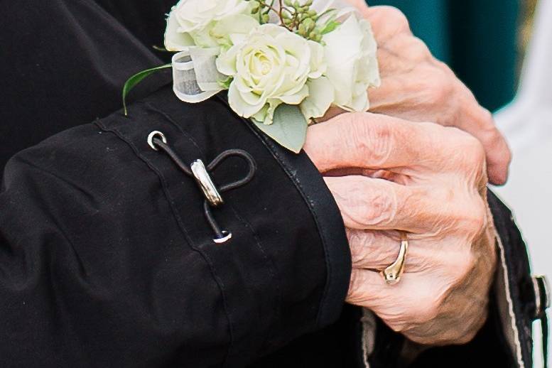 White wrist corsage