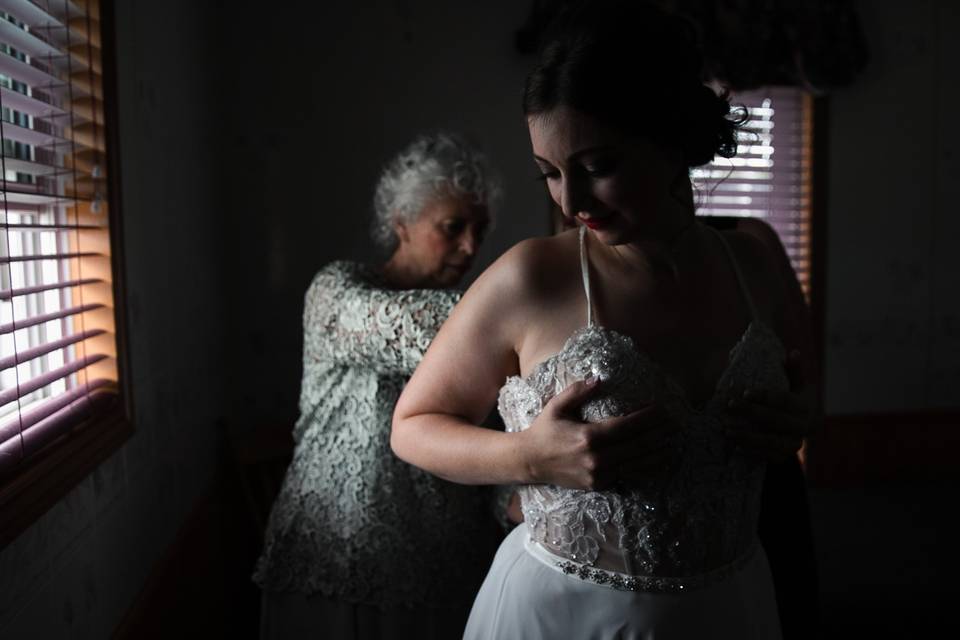 Bride getting ready