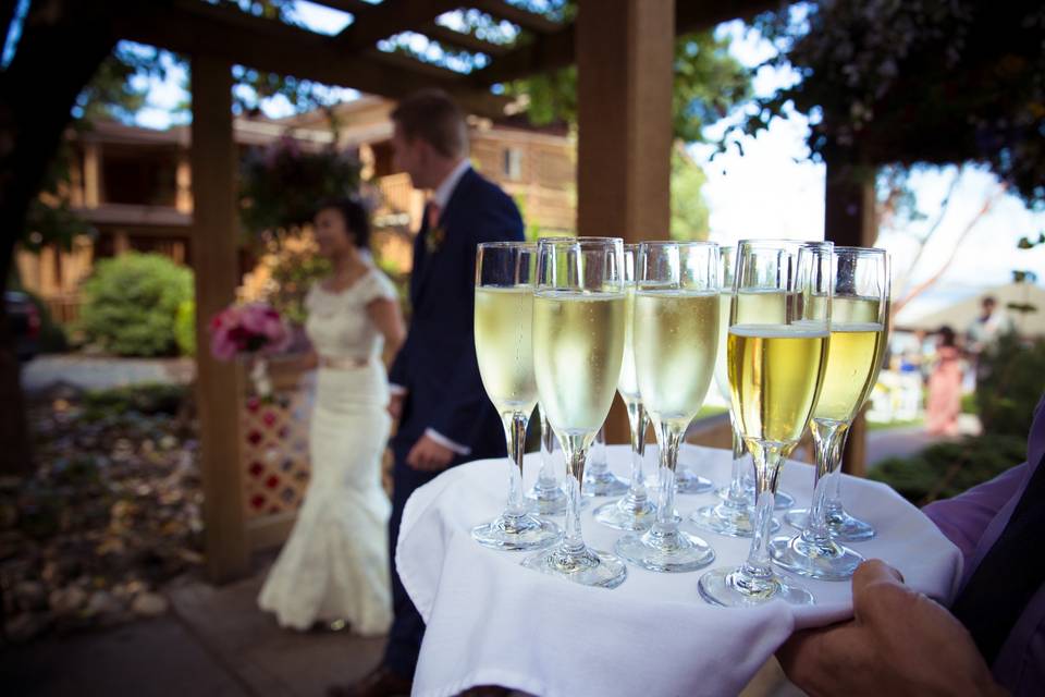 Champagne toasts at the gazebo