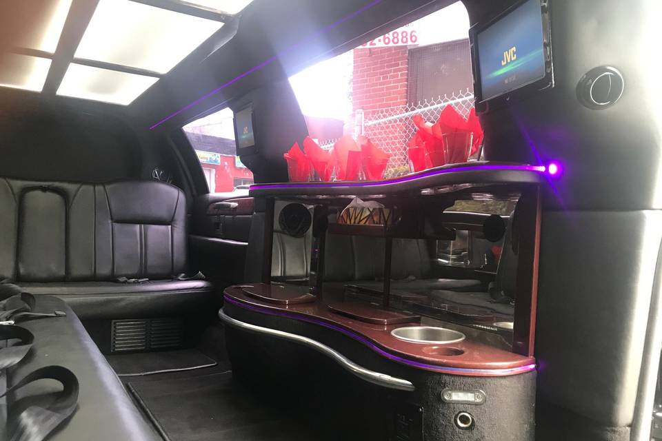 Eight-passengers limo interior