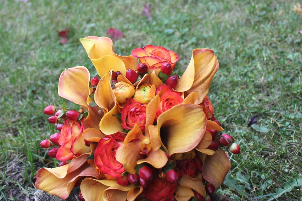 Orange calla bouquet