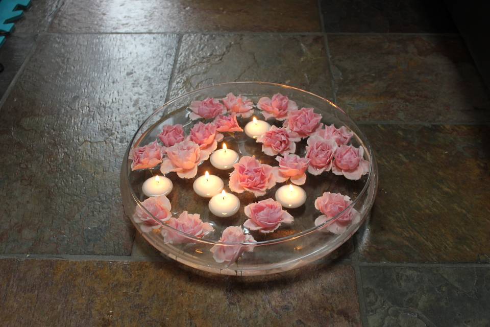 Floating flowers and candles