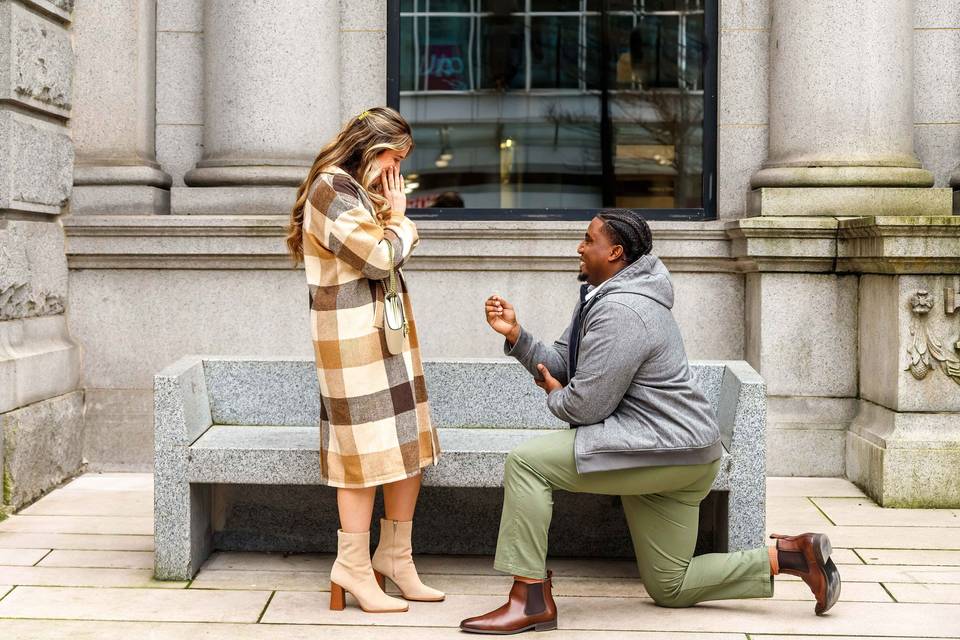 Proposal shoot by art gallery
