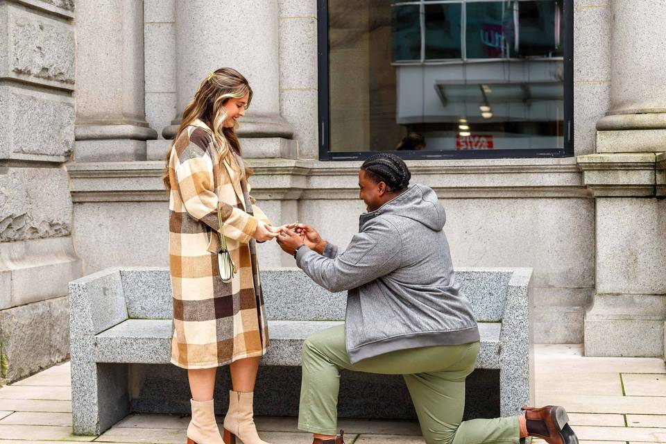 Proposal shoot by art gallery