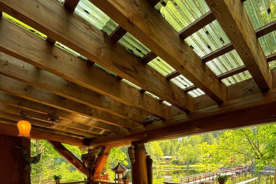 Patio facing wildlife lagoon.