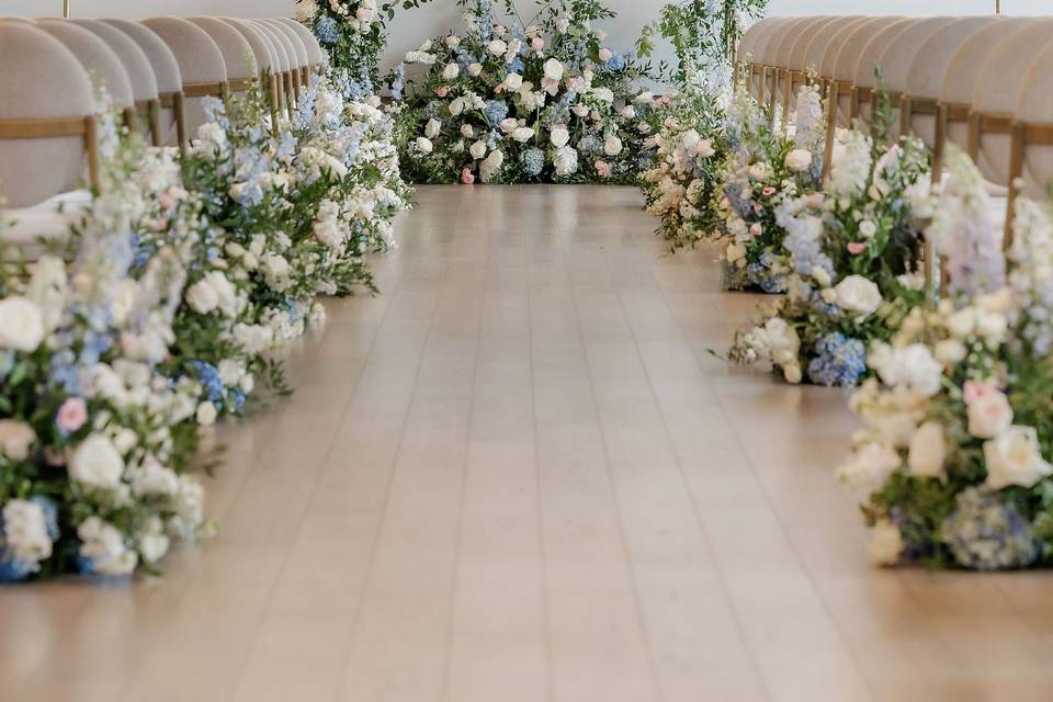 Wedding ceremony floral arrangements