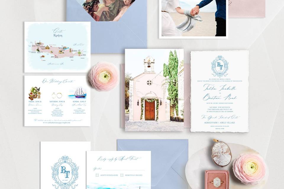 Crete Greece Wedding Invite