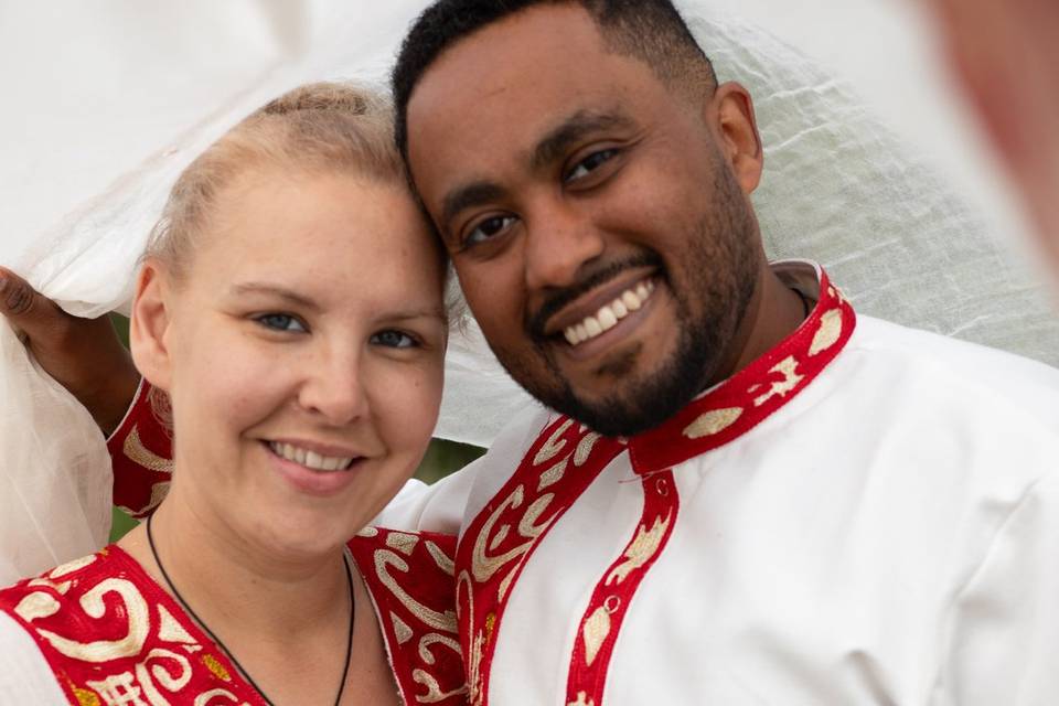 Beautiful couple celebrating