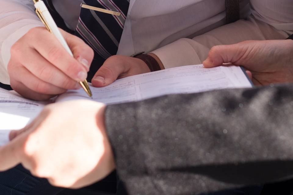 Signing the documents