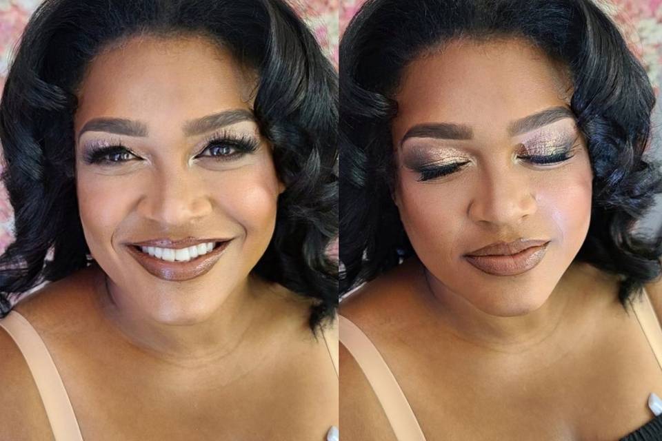 Silver and bronzed glam.