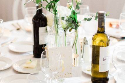 Floral Centerpiece with Wine