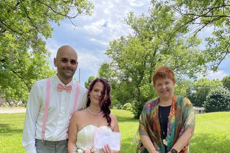 Beautiful wedding on a hill.