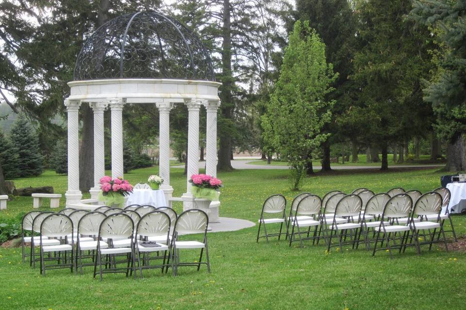 Front Lawn-white gazebo