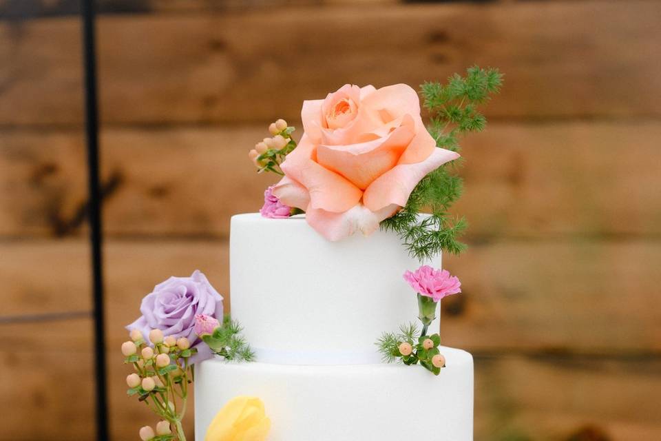 3 tier floral wedding cake