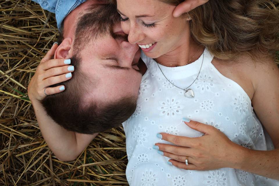 Laying in a field