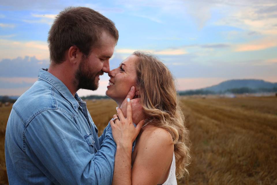 Almost kiss in the field