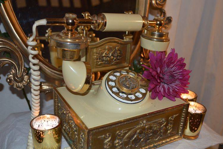 Vintage gold rotary phone