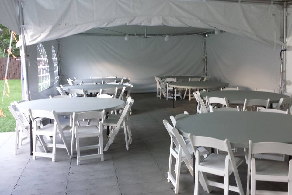 Tents, Tables, Chairs, Floor