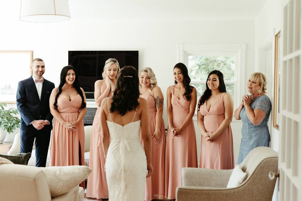 Dress Reveal with Bridesmaids