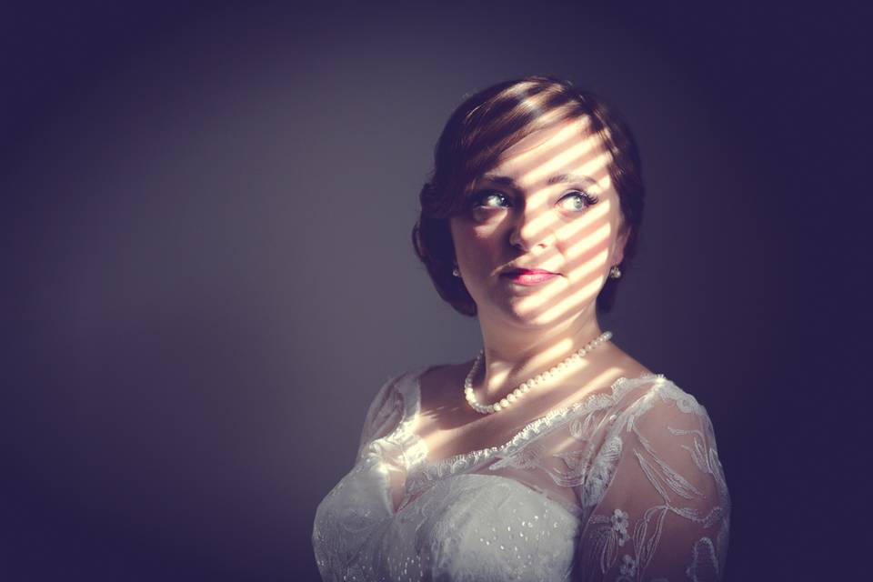 Window light glam bride