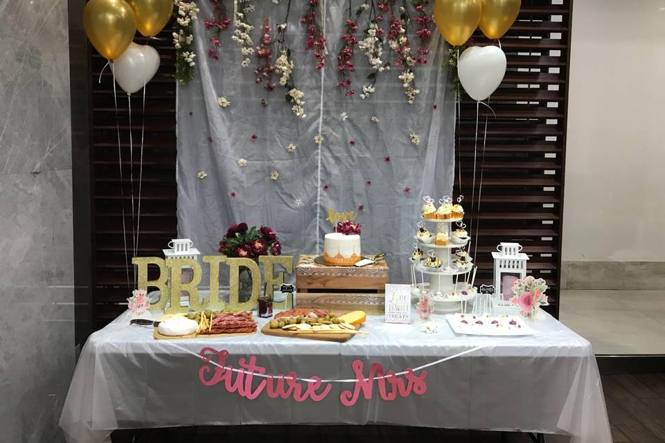 Elegant bridal shower set up