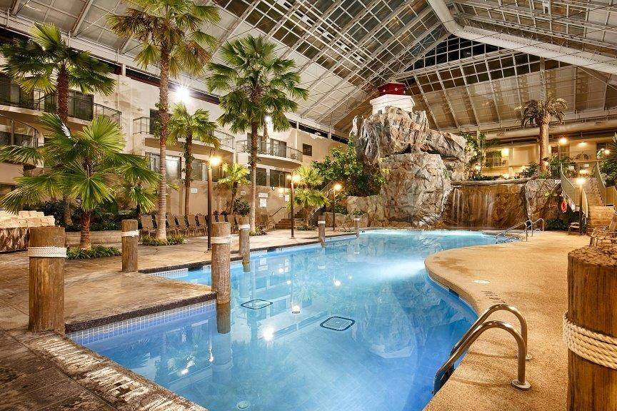 Waterslide and pool