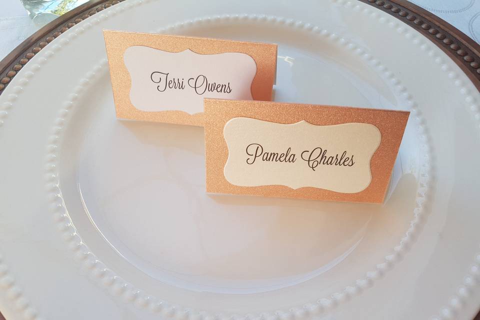Rose gold place cards