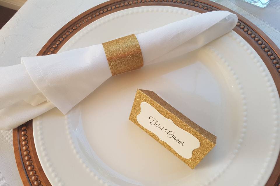 Napkin Ring and Place cars set