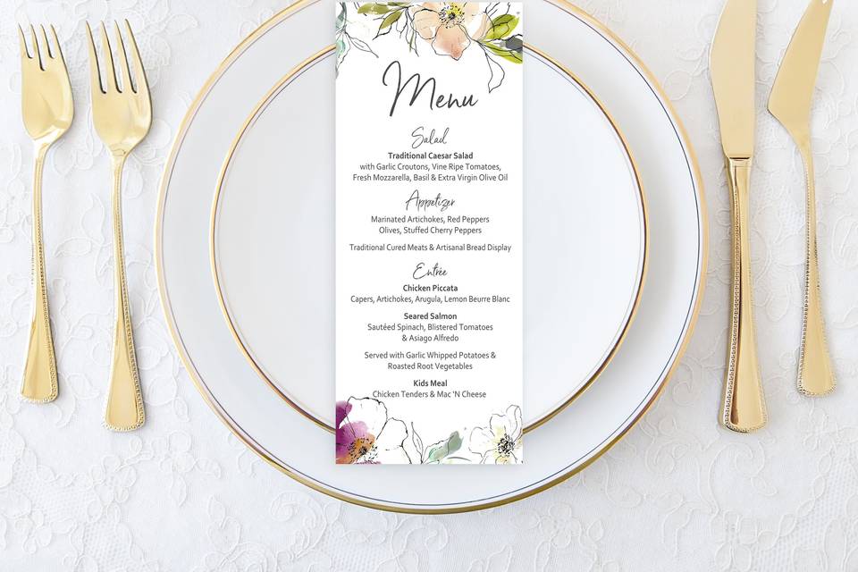 Floral Menu Card