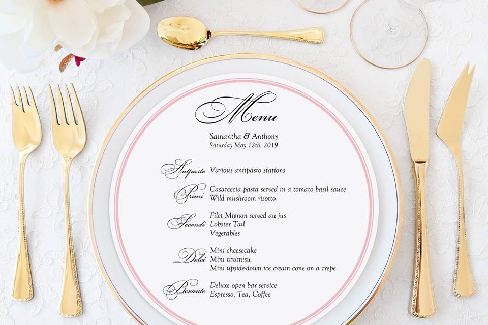 Charger Plate Menu