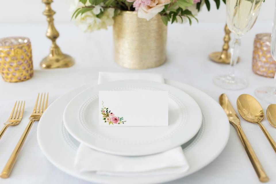 Blank Floral Place Cards