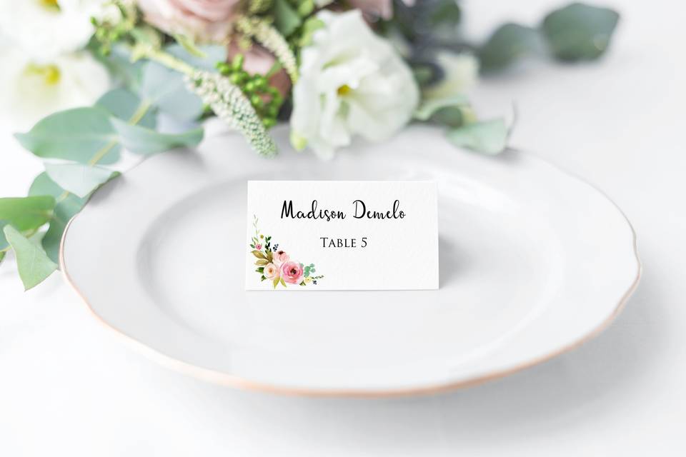 Blank Floral Place Cards