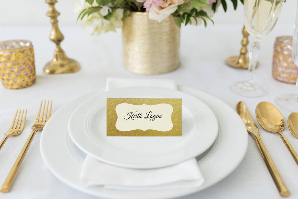 Gold Glitter Place Cards