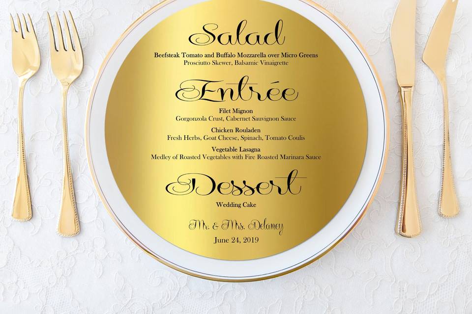 Gold Foil Menu