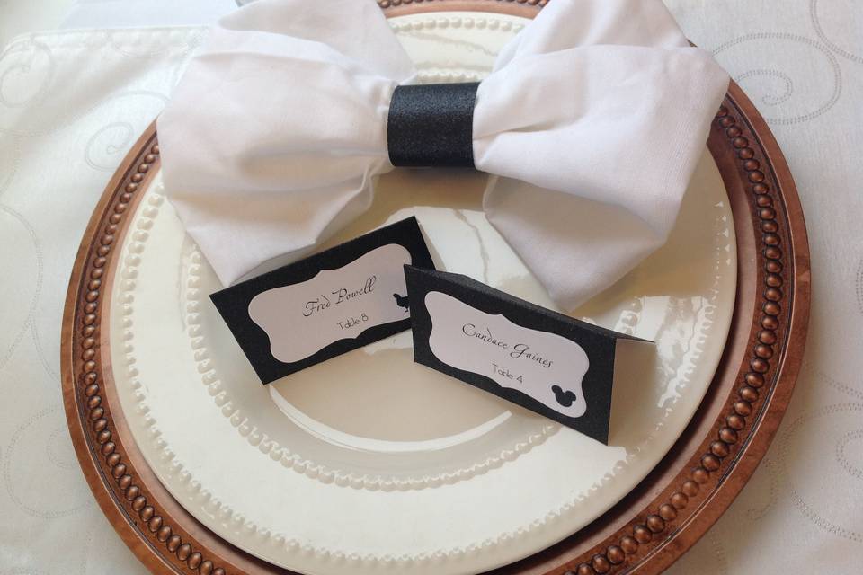 Napkin Ring and Place cars set