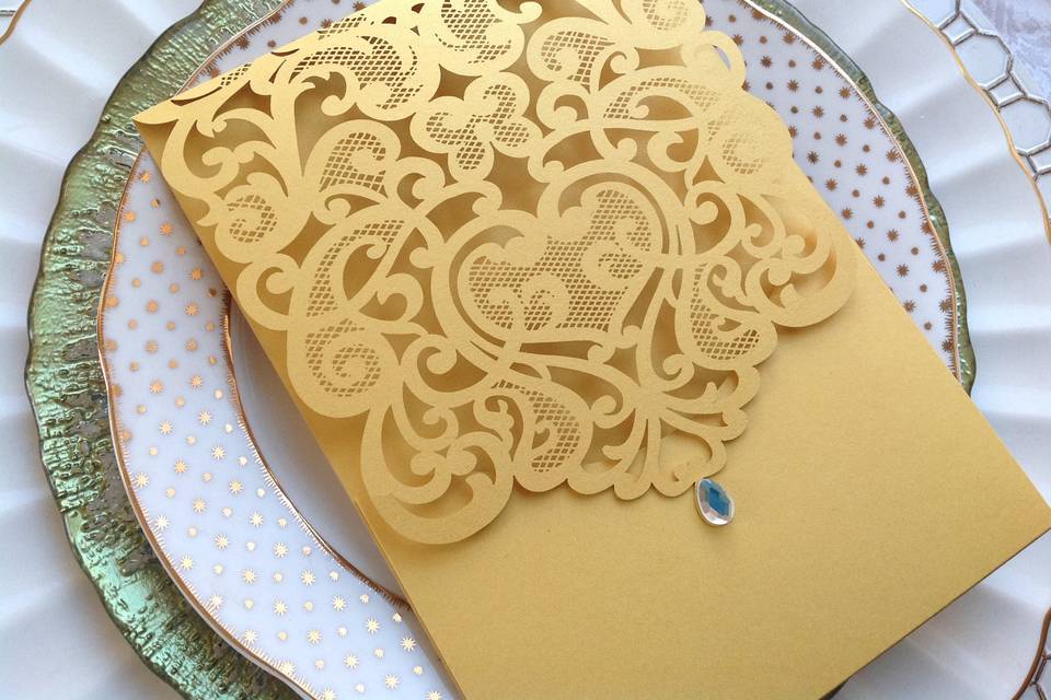 Gold Laser Cut Invitation