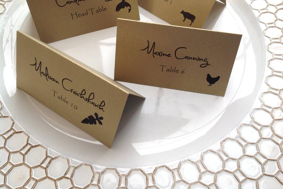 Meal choice place cards