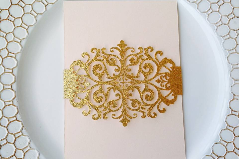 Gold Laser Cut Invitation