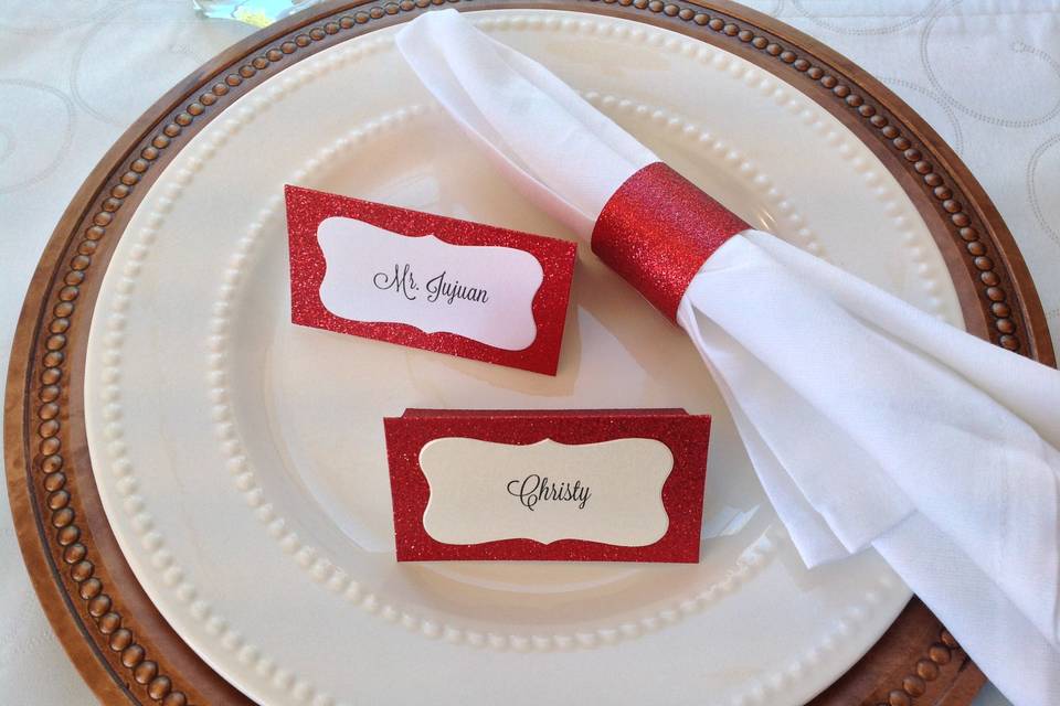 Napkin Ring and Place cars set