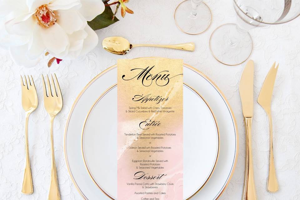 Tall Menu Cards