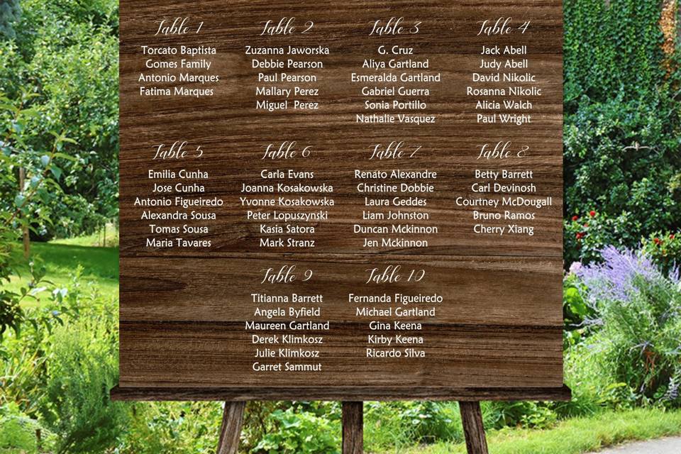 Rustic seating Chart