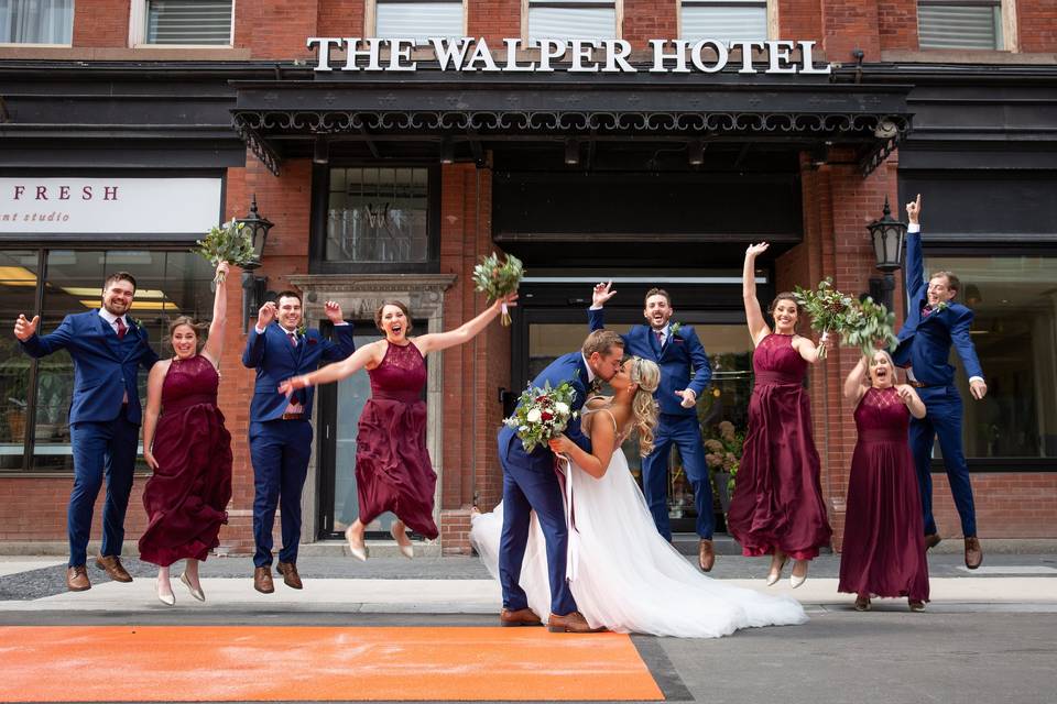 A happy moment outside the hotel