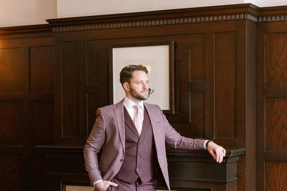 Groom Pose - Oak Room