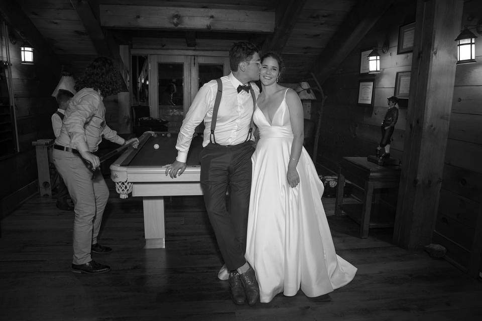 Bride and groom, billiards