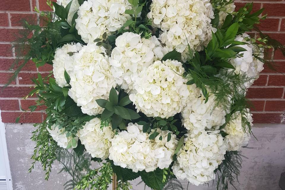 Elevated arrangement hydrangea